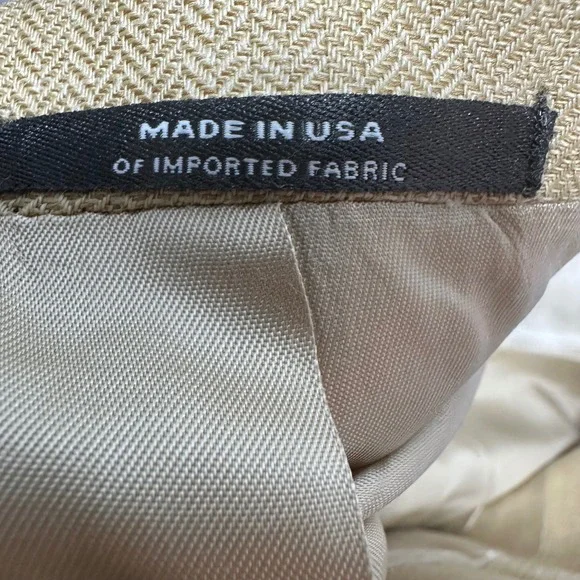 Hart Schaffner Marx Mens 44L Silk Comfort Blazer Jacket Tan Herringbone Made USA - Picture 4 of 11